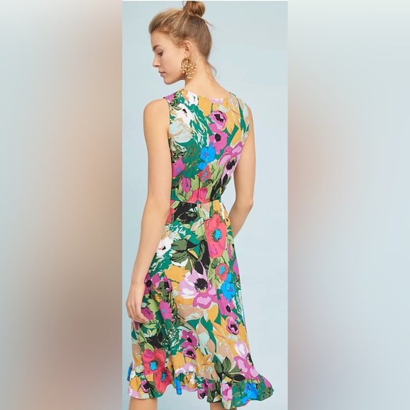 Anthropologie Plenty by Tracy Reese Daphne Wrap Dress Floral Print Midi - Picture 3 of 7